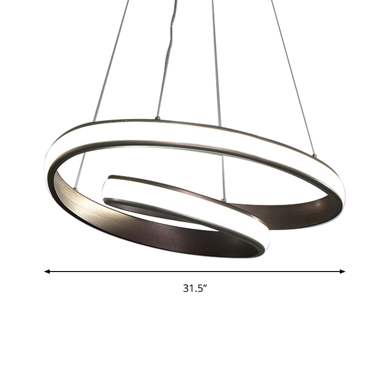 23"/31.5" Wide Loop Ceiling Light Fixture Modern Acrylic LED Brown Chandelier Lamp in Warm/White Light Clearhalo 'Ceiling Lights' 'Chandeliers' 'Modern Chandeliers' 'Modern' Lighting' 148993