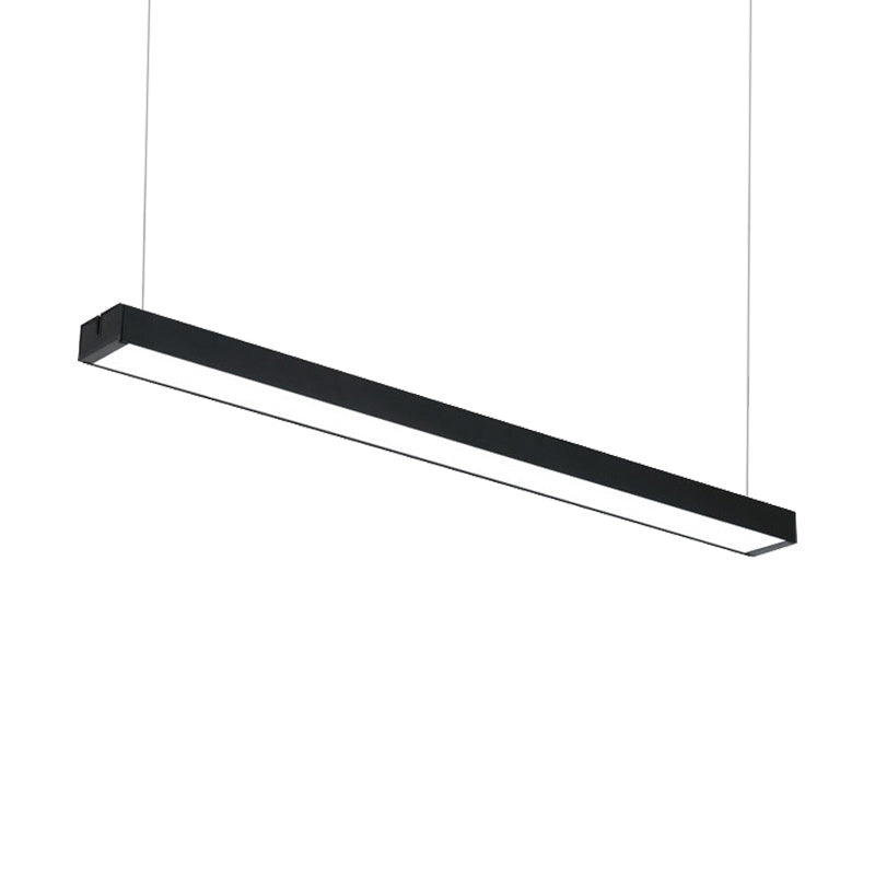 Rectangular Hanging Lamp Modern Metal Led 23.5"/35.5"/47" Wide Black/Silver Ceiling Pendant Light Fixture for Bedroom Clearhalo 'Ceiling Lights' 'Chandeliers' 'Modern Chandeliers' 'Modern' Lighting' 149166