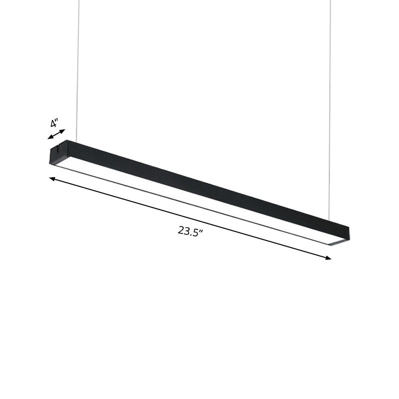 Rectangular Hanging Lamp Modern Metal Led 23.5"/35.5"/47" Wide Black/Silver Ceiling Pendant Light Fixture for Bedroom Clearhalo 'Ceiling Lights' 'Chandeliers' 'Modern Chandeliers' 'Modern' Lighting' 149167