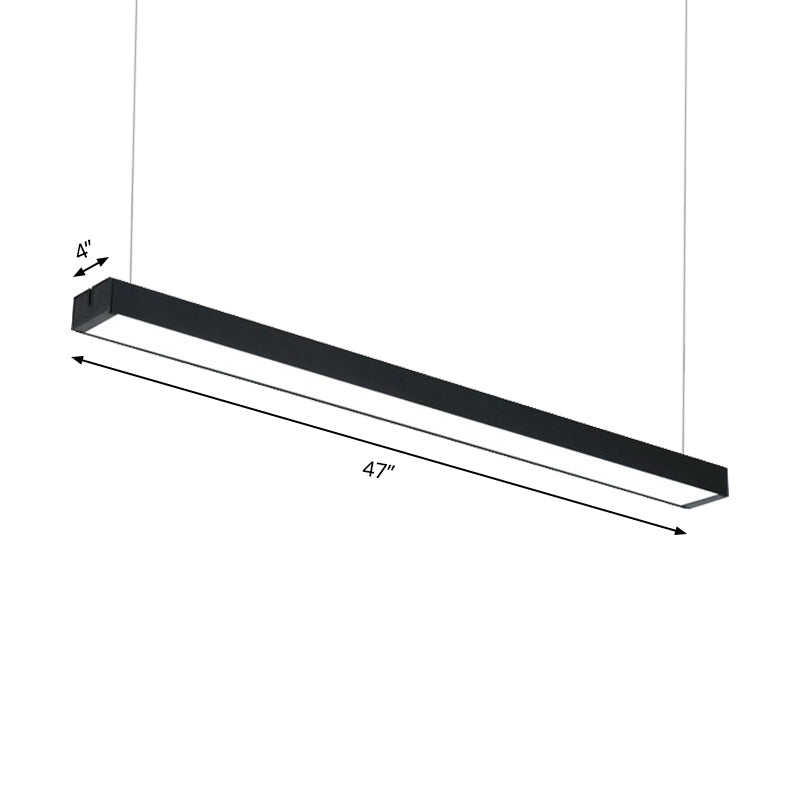 Rectangular Hanging Lamp Modern Metal Led 23.5"/35.5"/47" Wide Black/Silver Ceiling Pendant Light Fixture for Bedroom Clearhalo 'Ceiling Lights' 'Chandeliers' 'Modern Chandeliers' 'Modern' Lighting' 149169