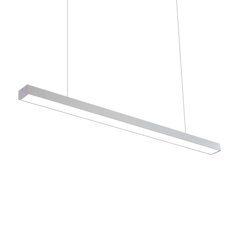 Rectangular Hanging Lamp Modern Metal Led 23.5"/35.5"/47" Wide Black/Silver Ceiling Pendant Light Fixture for Bedroom Clearhalo 'Ceiling Lights' 'Chandeliers' 'Modern Chandeliers' 'Modern' Lighting' 149171