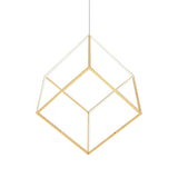 Gold Cubic Shade Hanging Chandelier Light Modern Style 12"/16" W LED Metal Pendant Lamp for Bedroom Clearhalo 'Ceiling Lights' 'Chandeliers' 'Modern Chandeliers' 'Modern' Lighting' 149188