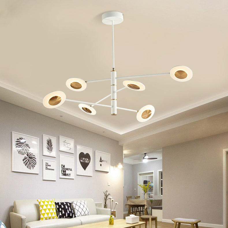 Multi Tiers Disk Chandelier Lamp Metal and Acrylic Postmodern 4/6/8 Lights Black/White Hanging Light for Dining Room Clearhalo 'Ceiling Lights' 'Chandeliers' 'Modern Chandeliers' 'Modern' Lighting' 149197