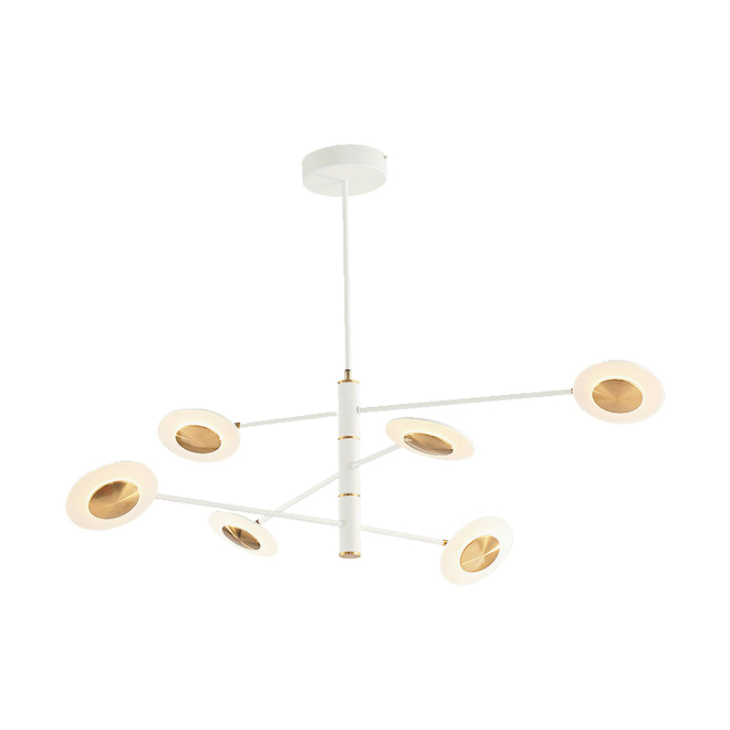 Multi Tiers Disk Chandelier Lamp Metal and Acrylic Postmodern 4/6/8 Lights Black/White Hanging Light for Dining Room Clearhalo 'Ceiling Lights' 'Chandeliers' 'Modern Chandeliers' 'Modern' Lighting' 149198