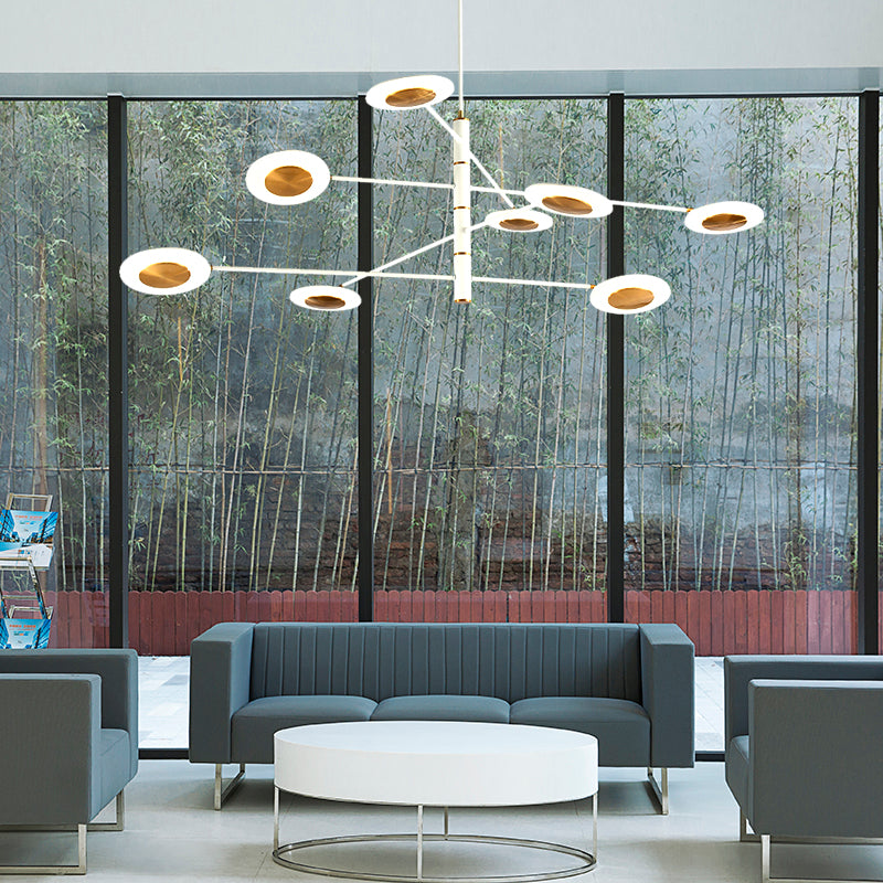 Multi Tiers Disk Chandelier Lamp Metal and Acrylic Postmodern 4/6/8 Lights Black/White Hanging Light for Dining Room Clearhalo 'Ceiling Lights' 'Chandeliers' 'Modern Chandeliers' 'Modern' Lighting' 149201