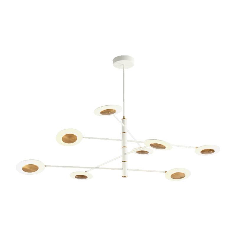 Multi Tiers Disk Chandelier Lamp Metal and Acrylic Postmodern 4/6/8 Lights Black/White Hanging Light for Dining Room Clearhalo 'Ceiling Lights' 'Chandeliers' 'Modern Chandeliers' 'Modern' Lighting' 149202