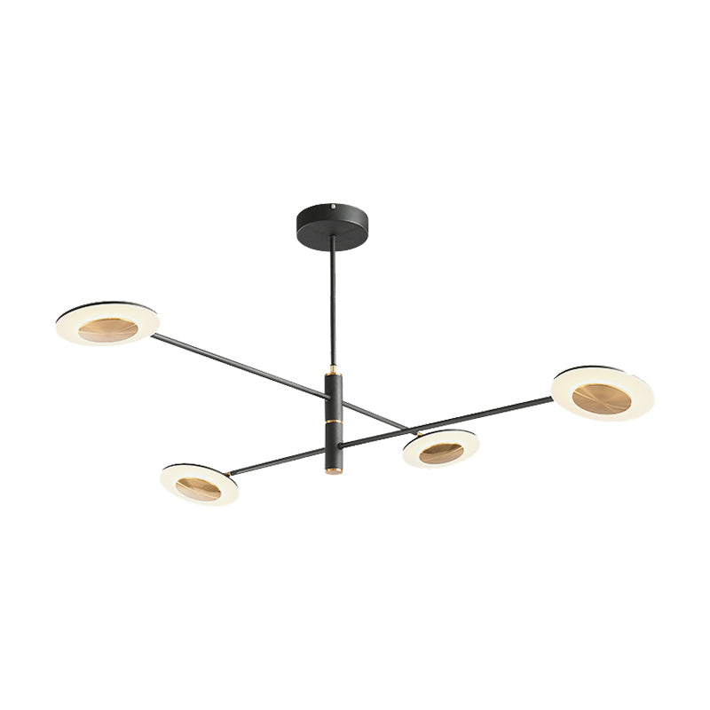 Multi Tiers Disk Chandelier Lamp Metal and Acrylic Postmodern 4/6/8 Lights Black/White Hanging Light for Dining Room Clearhalo 'Ceiling Lights' 'Chandeliers' 'Modern Chandeliers' 'Modern' Lighting' 149205