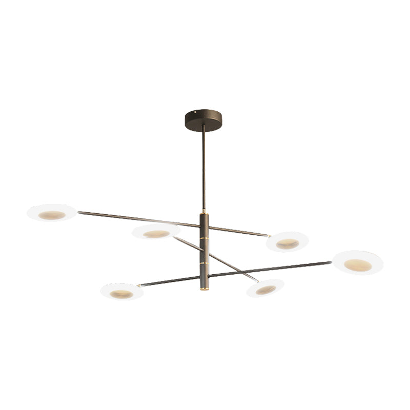 Multi Tiers Disk Chandelier Lamp Metal and Acrylic Postmodern 4/6/8 Lights Black/White Hanging Light for Dining Room Clearhalo 'Ceiling Lights' 'Chandeliers' 'Modern Chandeliers' 'Modern' Lighting' 149207