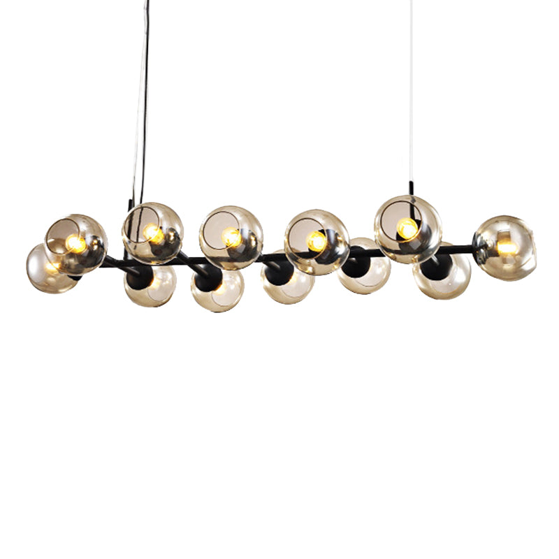 Radial Chandelier Light Post Modern Glass 8/12 Lights Black/Gold Ceiling Suspension Lamp Clearhalo 'Ceiling Lights' 'Chandeliers' 'Glass shade' 'Glass' 'Modern Chandeliers' 'Modern' Lighting' 149225