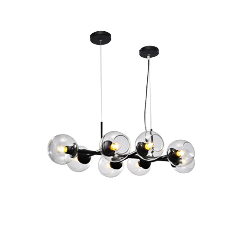 Radial Chandelier Light Post Modern Glass 8/12 Lights Black/Gold Ceiling Suspension Lamp Clearhalo 'Ceiling Lights' 'Chandeliers' 'Glass shade' 'Glass' 'Modern Chandeliers' 'Modern' Lighting' 149227