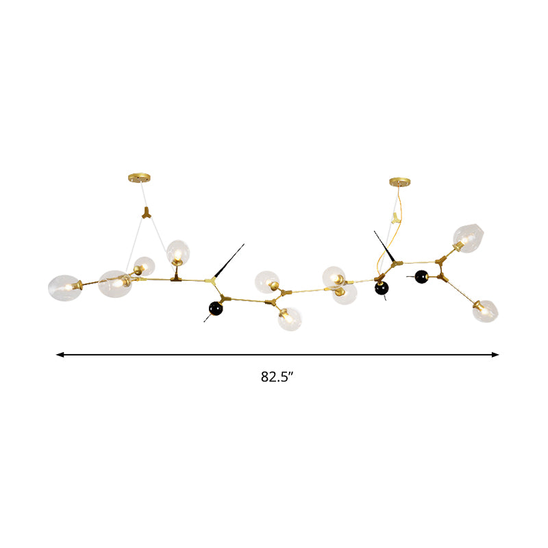 6/10 Lights Chandelier Modernist Gold Suspension Pendant with Bubble Clear Glass Shade Clearhalo 'Ceiling Lights' 'Chandeliers' 'Modern Chandeliers' 'Modern' Lighting' 149231