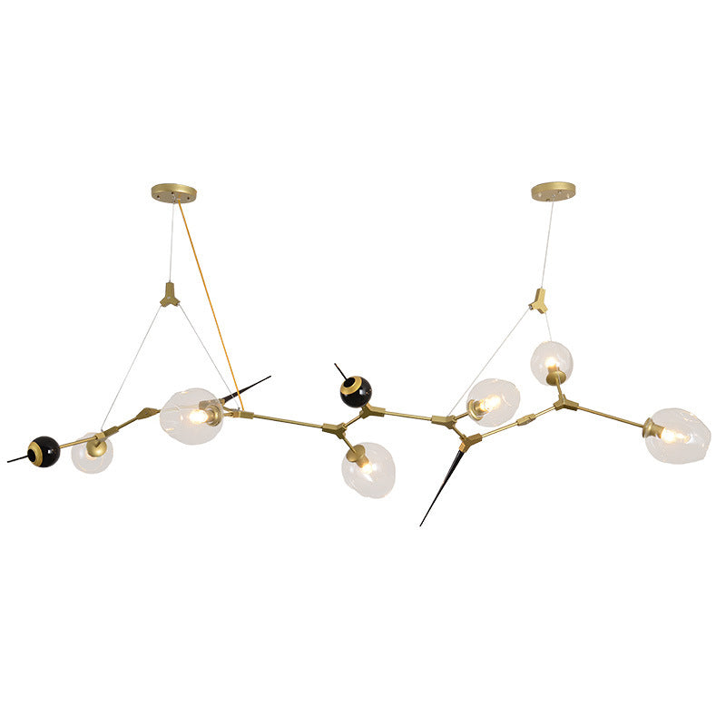 6/10 Lights Chandelier Modernist Gold Suspension Pendant with Bubble Clear Glass Shade Clearhalo 'Ceiling Lights' 'Chandeliers' 'Modern Chandeliers' 'Modern' Lighting' 149235