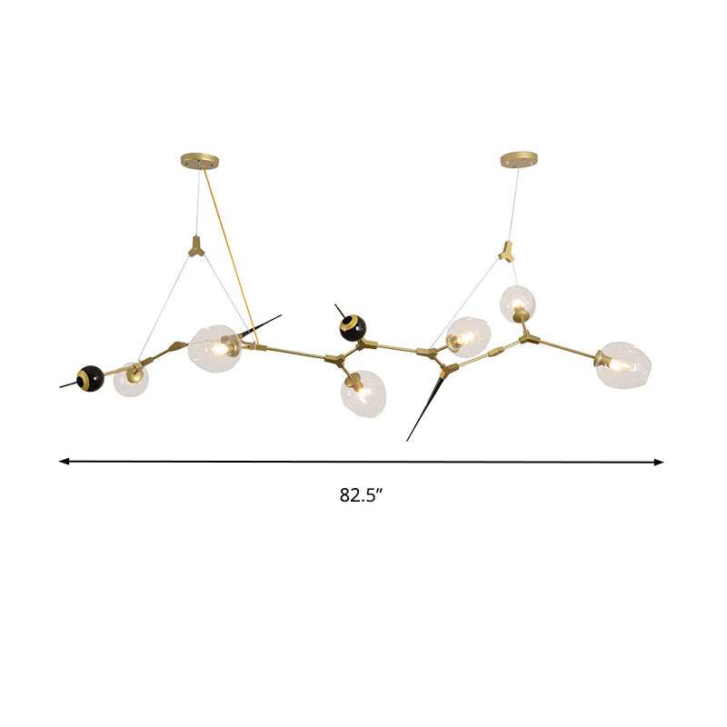 6/10 Lights Chandelier Modernist Gold Suspension Pendant with Bubble Clear Glass Shade Clearhalo 'Ceiling Lights' 'Chandeliers' 'Modern Chandeliers' 'Modern' Lighting' 149236