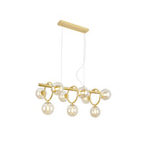 Bubble Island Lighting Nordic Style Clear/Cognac Glass 9 Lights Gold Hanging Pendant Light Clearhalo 'Ceiling Lights' 'Glass shade' 'Glass' 'Island Lights' Lighting' 149238