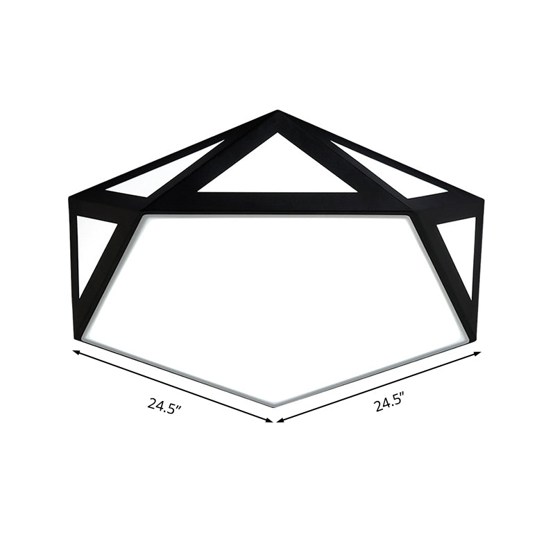 Black/White Pentagon Flush Ceiling Light with Acrylic Shade Simple LED Ceiling Mounted Light for Bedroom, 16.5"/20.5"/24.5" Dia Clearhalo 'Ceiling Lights' 'Close To Ceiling Lights' 'Close to ceiling' 'Flush mount' Lighting' 149267