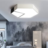 Black and White Hexagon Ceiling Light for Living Room Modernism Acrylic Shade Mount Fixture in White Light, 11"/15"/19" Dia Clearhalo 'Ceiling Lights' 'Close To Ceiling Lights' 'Close to ceiling' 'Flush mount' Lighting' 149287