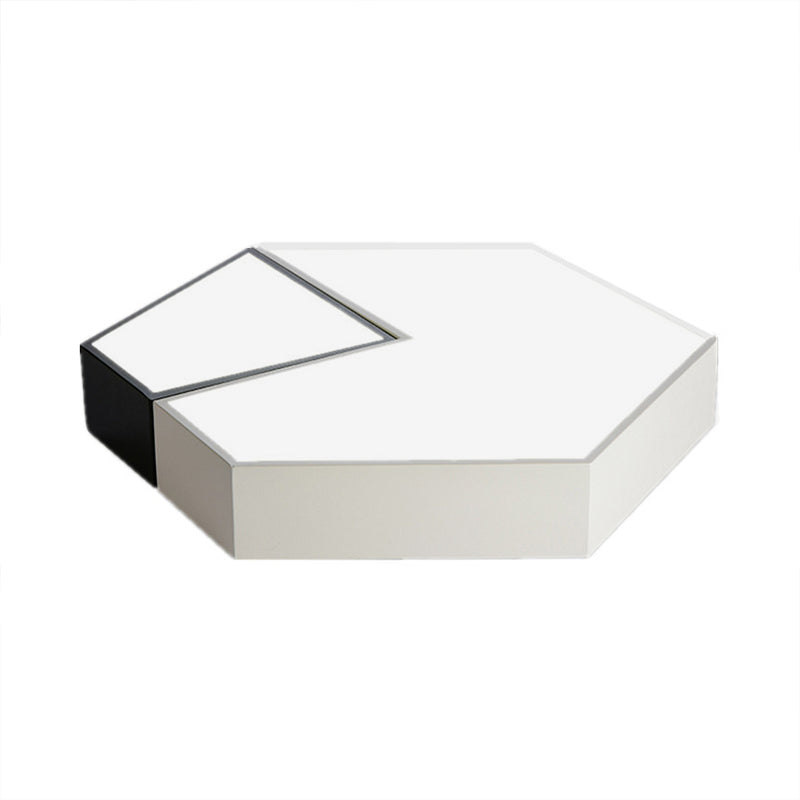 Black and White Hexagon Ceiling Light for Living Room Modernism Acrylic Shade Mount Fixture in White Light, 11"/15"/19" Dia Clearhalo 'Ceiling Lights' 'Close To Ceiling Lights' 'Close to ceiling' 'Flush mount' Lighting' 149288