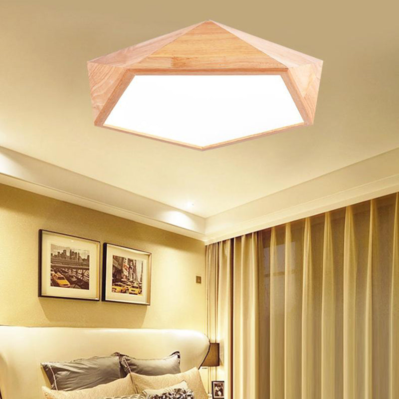 Geometric LED Lighting Fixture Modern Wooden 1-Light Living Room Flush Mount Ceiling Lamp, 15"/19" Wide Clearhalo 'Ceiling Lights' 'Close To Ceiling Lights' 'Close to ceiling' 'Flush mount' Lighting' 149308