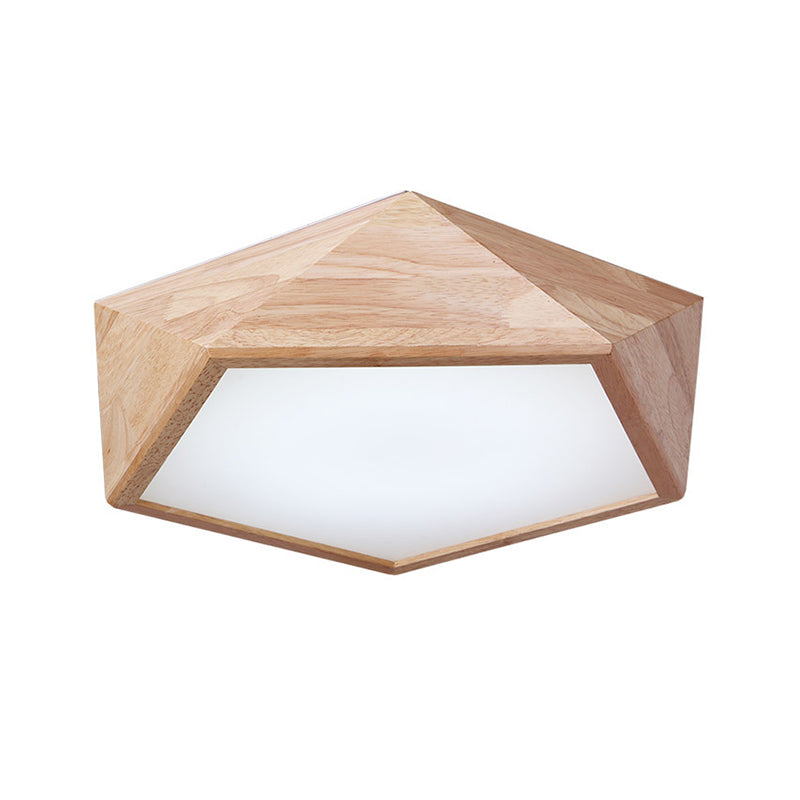 Geometric LED Lighting Fixture Modern Wooden 1-Light Living Room Flush Mount Ceiling Lamp, 15"/19" Wide Clearhalo 'Ceiling Lights' 'Close To Ceiling Lights' 'Close to ceiling' 'Flush mount' Lighting' 149310