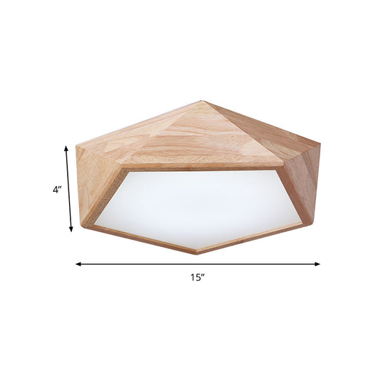 Geometric LED Lighting Fixture Modern Wooden 1-Light Living Room Flush Mount Ceiling Lamp, 15"/19" Wide Clearhalo 'Ceiling Lights' 'Close To Ceiling Lights' 'Close to ceiling' 'Flush mount' Lighting' 149311