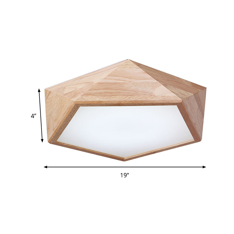 Geometric LED Lighting Fixture Modern Wooden 1-Light Living Room Flush Mount Ceiling Lamp, 15"/19" Wide Clearhalo 'Ceiling Lights' 'Close To Ceiling Lights' 'Close to ceiling' 'Flush mount' Lighting' 149312