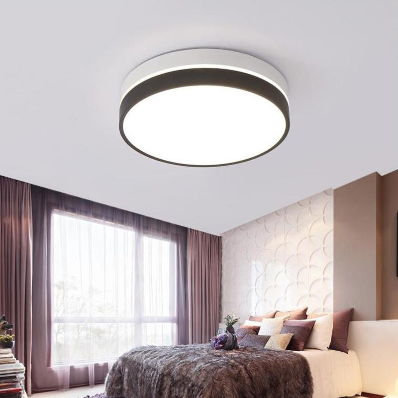 Black Drum Flush Mount Lamp Nordic Acrylic Shade 15"/19"/23" Dia LED Ceiling Flush Mount for Living Room in Warm/White Clearhalo 'Ceiling Lights' 'Close To Ceiling Lights' 'Close to ceiling' 'Flush mount' Lighting' 149319