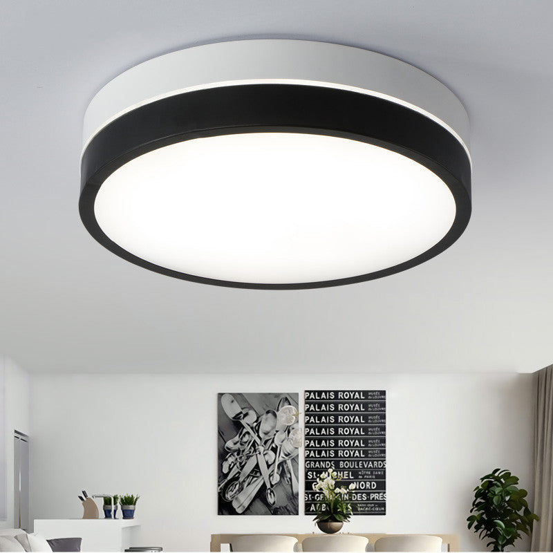 Black Drum Flush Mount Lamp Nordic Acrylic Shade 15"/19"/23" Dia LED Ceiling Flush Mount for Living Room in Warm/White Clearhalo 'Ceiling Lights' 'Close To Ceiling Lights' 'Close to ceiling' 'Flush mount' Lighting' 149320