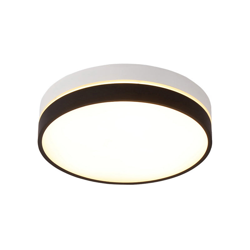 Black Drum Flush Mount Lamp Nordic Acrylic Shade 15"/19"/23" Dia LED Ceiling Flush Mount for Living Room in Warm/White Clearhalo 'Ceiling Lights' 'Close To Ceiling Lights' 'Close to ceiling' 'Flush mount' Lighting' 149321