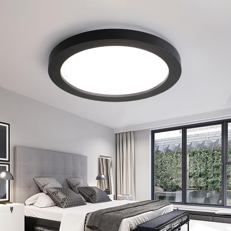 Plate Metal Flush Mount Minimalism Led 14"/18"/21.5" Wide Black Flush Ceiling Light Fixture with Recessed Diffuser Black Clearhalo 'Ceiling Lights' 'Close To Ceiling Lights' 'Close to ceiling' 'Flush mount' Lighting' 149326