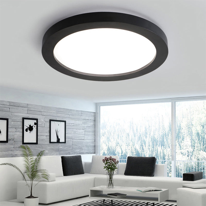 Plate Metal Flush Mount Minimalism Led 14"/18"/21.5" Wide Black Flush Ceiling Light Fixture with Recessed Diffuser Clearhalo 'Ceiling Lights' 'Close To Ceiling Lights' 'Close to ceiling' 'Flush mount' Lighting' 149327