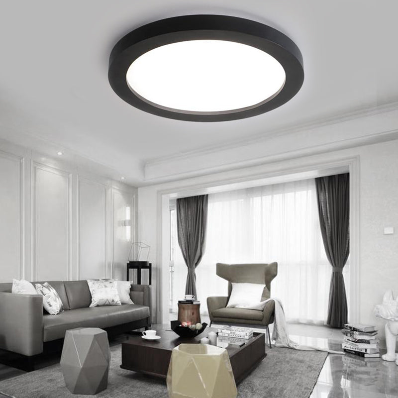 Plate Metal Flush Mount Minimalism Led 14"/18"/21.5" Wide Black Flush Ceiling Light Fixture with Recessed Diffuser Clearhalo 'Ceiling Lights' 'Close To Ceiling Lights' 'Close to ceiling' 'Flush mount' Lighting' 149329