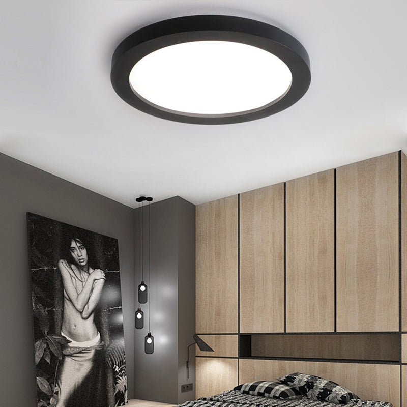 Plate Metal Flush Mount Minimalism Led 14"/18"/21.5" Wide Black Flush Ceiling Light Fixture with Recessed Diffuser Clearhalo 'Ceiling Lights' 'Close To Ceiling Lights' 'Close to ceiling' 'Flush mount' Lighting' 149330