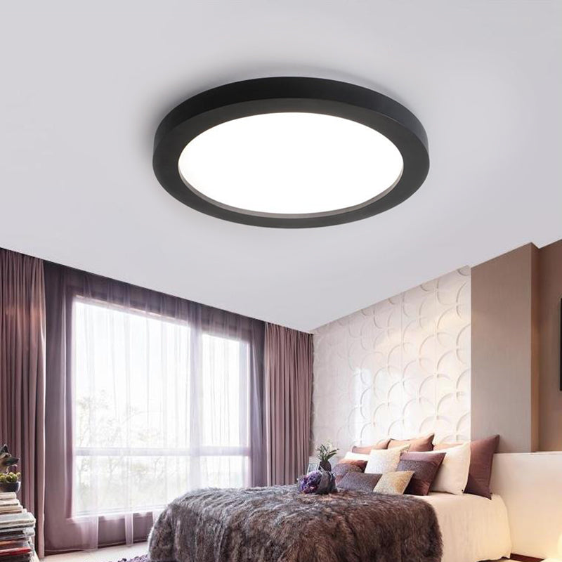 Plate Metal Flush Mount Minimalism Led 14"/18"/21.5" Wide Black Flush Ceiling Light Fixture with Recessed Diffuser Clearhalo 'Ceiling Lights' 'Close To Ceiling Lights' 'Close to ceiling' 'Flush mount' Lighting' 149331