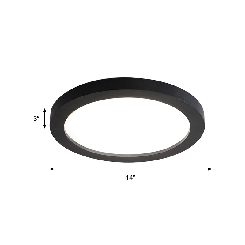 Plate Metal Flush Mount Minimalism Led 14"/18"/21.5" Wide Black Flush Ceiling Light Fixture with Recessed Diffuser Clearhalo 'Ceiling Lights' 'Close To Ceiling Lights' 'Close to ceiling' 'Flush mount' Lighting' 149333