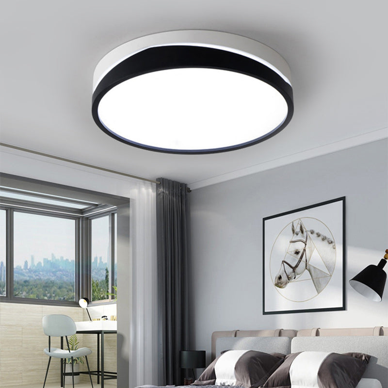 Nordic Drum Ceiling Mounted Light with Acrylic Diffuser Black/White LED Bedroom Flush Mount Ceiling Light, 16"/19.5" Dia Clearhalo 'Ceiling Lights' 'Close To Ceiling Lights' 'Close to ceiling' 'Flush mount' Lighting' 149337