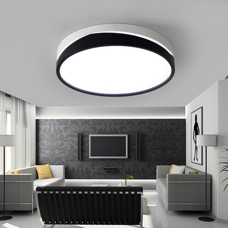 Nordic Drum Ceiling Mounted Light with Acrylic Diffuser Black/White LED Bedroom Flush Mount Ceiling Light, 16"/19.5" Dia Clearhalo 'Ceiling Lights' 'Close To Ceiling Lights' 'Close to ceiling' 'Flush mount' Lighting' 149338