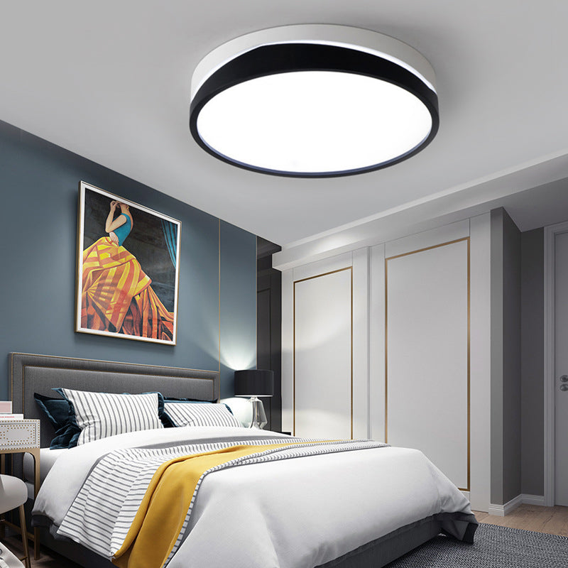 Nordic Drum Ceiling Mounted Light with Acrylic Diffuser Black/White LED Bedroom Flush Mount Ceiling Light, 16"/19.5" Dia Clearhalo 'Ceiling Lights' 'Close To Ceiling Lights' 'Close to ceiling' 'Flush mount' Lighting' 149339