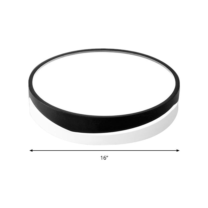 Nordic Drum Ceiling Mounted Light with Acrylic Diffuser Black/White LED Bedroom Flush Mount Ceiling Light, 16"/19.5" Dia Clearhalo 'Ceiling Lights' 'Close To Ceiling Lights' 'Close to ceiling' 'Flush mount' Lighting' 149341