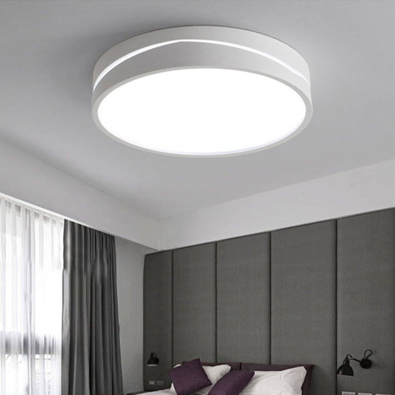 Nordic Drum Ceiling Mounted Light with Acrylic Diffuser Black/White LED Bedroom Flush Mount Ceiling Light, 16"/19.5" Dia White Clearhalo 'Ceiling Lights' 'Close To Ceiling Lights' 'Close to ceiling' 'Flush mount' Lighting' 149343