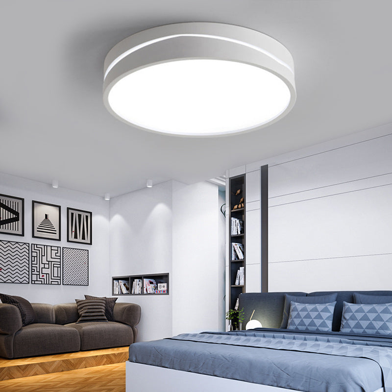 Nordic Drum Ceiling Mounted Light with Acrylic Diffuser Black/White LED Bedroom Flush Mount Ceiling Light, 16"/19.5" Dia Clearhalo 'Ceiling Lights' 'Close To Ceiling Lights' 'Close to ceiling' 'Flush mount' Lighting' 149344