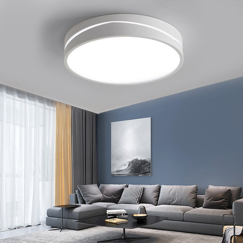 Nordic Drum Ceiling Mounted Light with Acrylic Diffuser Black/White LED Bedroom Flush Mount Ceiling Light, 16"/19.5" Dia Clearhalo 'Ceiling Lights' 'Close To Ceiling Lights' 'Close to ceiling' 'Flush mount' Lighting' 149345