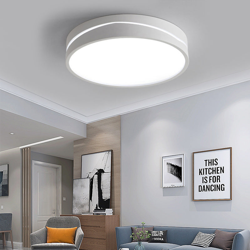 Nordic Drum Ceiling Mounted Light with Acrylic Diffuser Black/White LED Bedroom Flush Mount Ceiling Light, 16"/19.5" Dia Clearhalo 'Ceiling Lights' 'Close To Ceiling Lights' 'Close to ceiling' 'Flush mount' Lighting' 149346