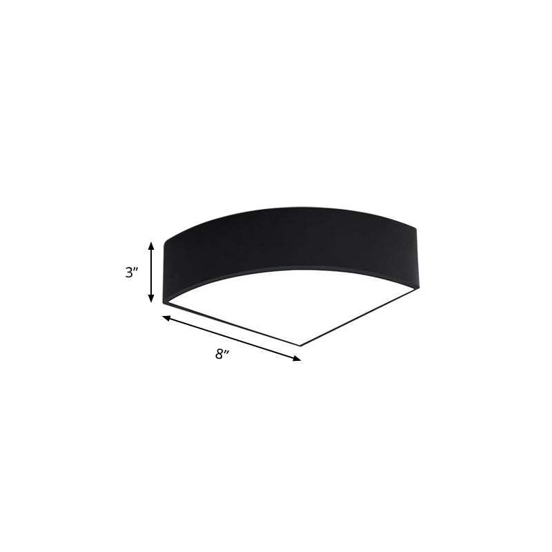 White/Black Sector Flush Light Modernist Led 10"/12"/14" Wide Metal Flush Mount Ceiling Fixture Clearhalo 'Ceiling Lights' 'Close To Ceiling Lights' 'Close to ceiling' 'Flush mount' Lighting' 149365