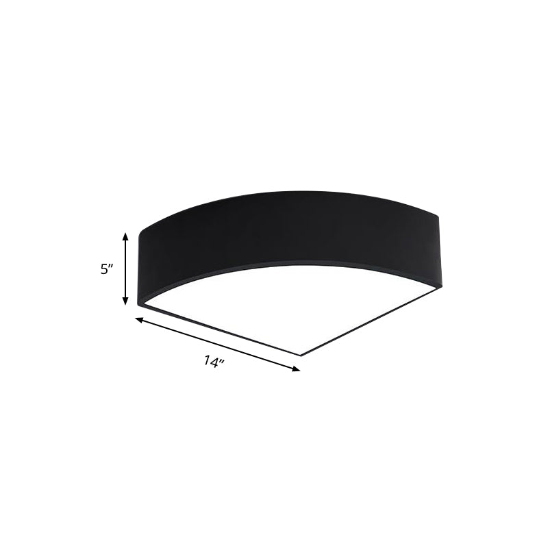 White/Black Sector Flush Light Modernist Led 10"/12"/14" Wide Metal Flush Mount Ceiling Fixture Clearhalo 'Ceiling Lights' 'Close To Ceiling Lights' 'Close to ceiling' 'Flush mount' Lighting' 149368