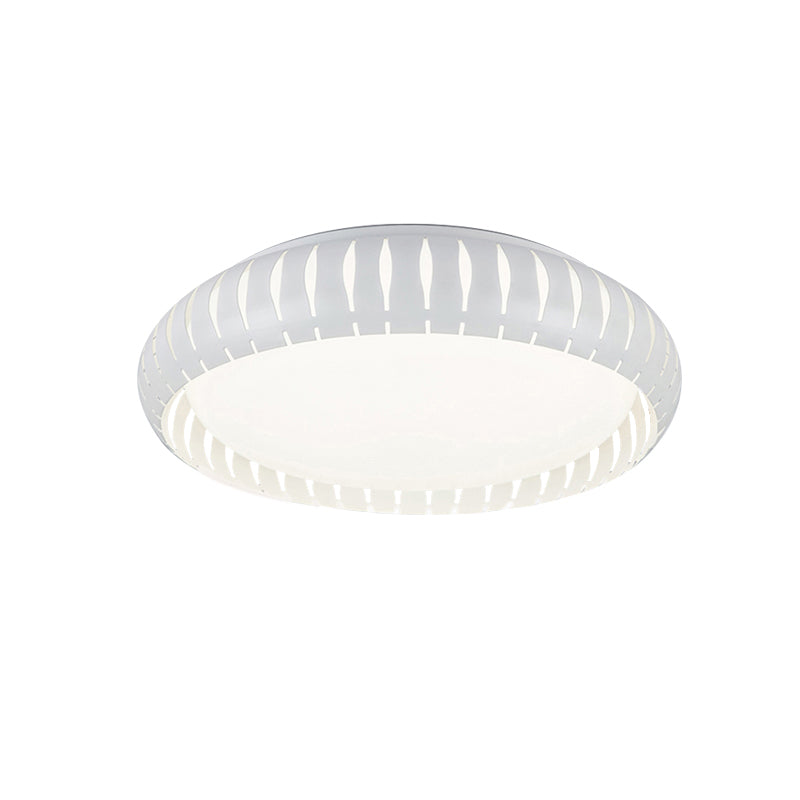 White/Black Circular Flush Mount Ceiling Light with Hollow Shade Simple Metal LED Ceiling Flush Mount for Living Room, 18.5"/22.5" Diameter Clearhalo 'Ceiling Lights' 'Close To Ceiling Lights' 'Close to ceiling' 'Flush mount' Lighting' 149400