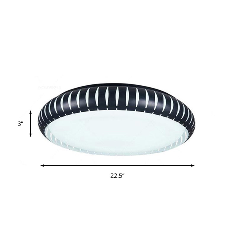 White/Black Circular Flush Mount Ceiling Light with Hollow Shade Simple Metal LED Ceiling Flush Mount for Living Room, 18.5"/22.5" Diameter Clearhalo 'Ceiling Lights' 'Close To Ceiling Lights' 'Close to ceiling' 'Flush mount' Lighting' 149404