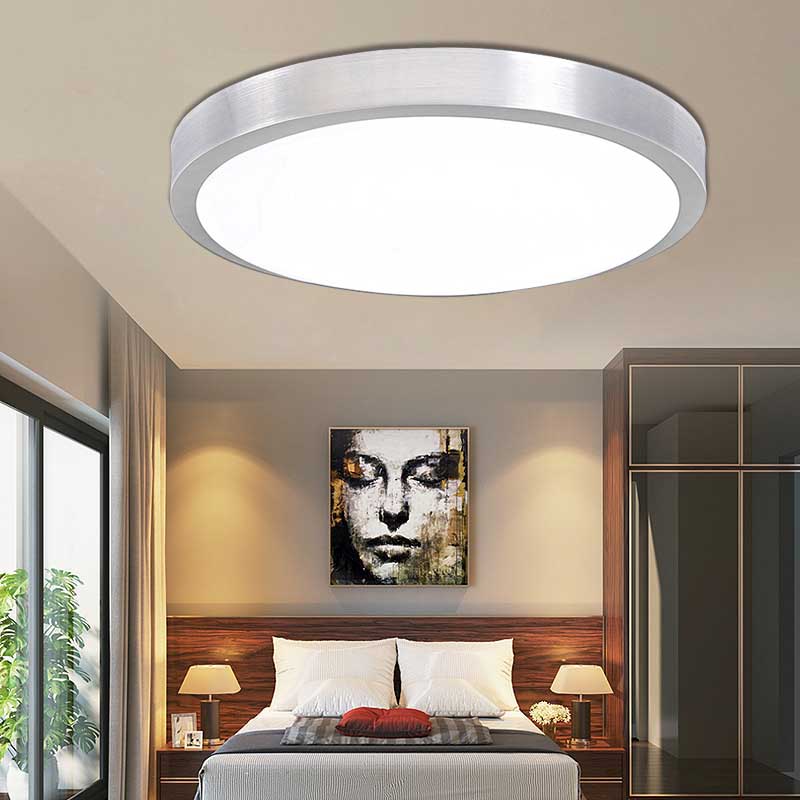 Silver Circular Metal Flush Mount Fixture Simple Style LED Bedroom Ceiling Flush Mount with Acrylic Diffuser, 7.5"/9"/10" Dia Silver Clearhalo 'Ceiling Lights' 'Close To Ceiling Lights' 'Close to ceiling' 'Flush mount' Lighting' 149423