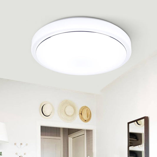 Gold/Silver Drum Ceiling Flush Mount Simple Metal LED Flush Light Fixture with Acrylic Shade for Hallway in Warm/White, 7.5"/9"/12" Dia Silver Clearhalo 'Ceiling Lights' 'Close To Ceiling Lights' 'Close to ceiling' 'Flush mount' Lighting' 149446