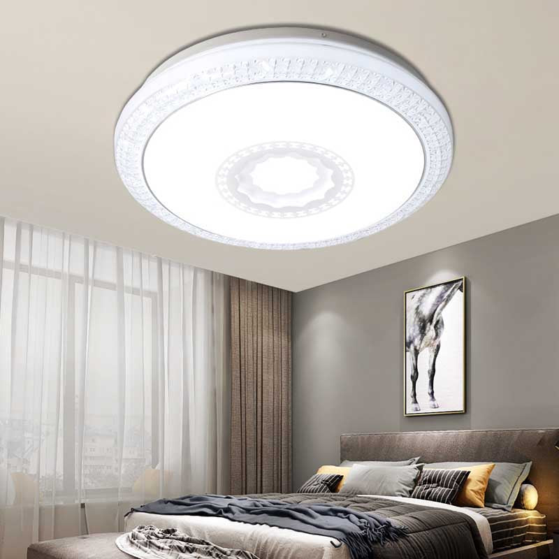 Modern Drum Flush Mount Lamp with Acrylic Diffuser White/Pink/Blue Integrated LED Bedroom Ceiling Fixture in Warm/White, 16"/19.5" Dia White Clearhalo 'Ceiling Lights' 'Close To Ceiling Lights' 'Close to ceiling' 'Flush mount' Lighting' 149480