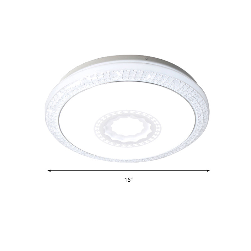 Modern Drum Flush Mount Lamp with Acrylic Diffuser White/Pink/Blue Integrated LED Bedroom Ceiling Fixture in Warm/White, 16"/19.5" Dia Clearhalo 'Ceiling Lights' 'Close To Ceiling Lights' 'Close to ceiling' 'Flush mount' Lighting' 149482